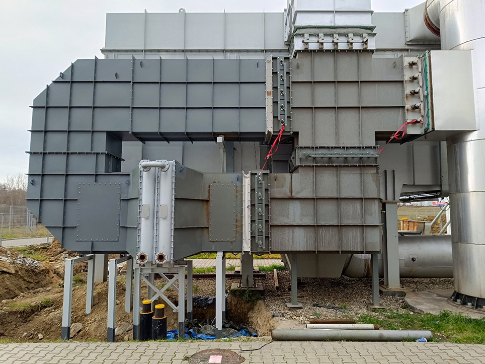 Dopalacz RTO z zamontowanym wymiennikiem spaliny-woda